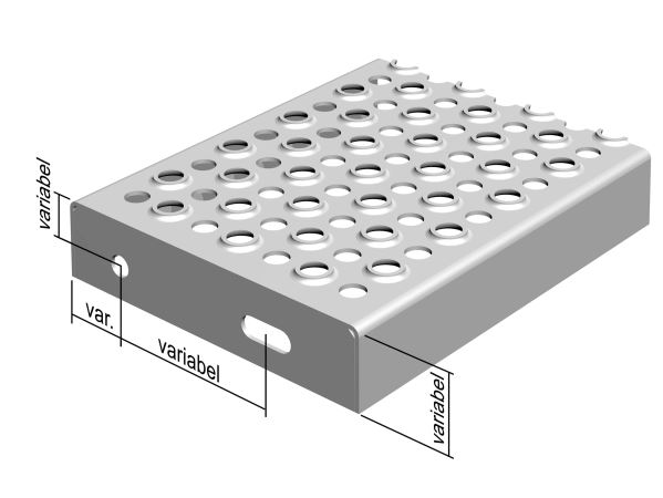 Perfo trede S36 met schetsplaat op maat