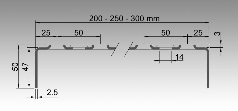 Perfo trede S50 doorsnede