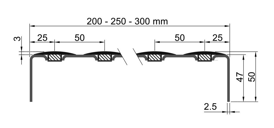 perfo trede S50 doppentrede doorsnede zonder afwateringsgaten