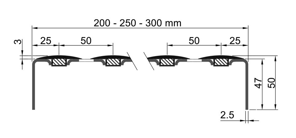 perfo trede S50 doppentreden doorsnede met afwateringsgaten